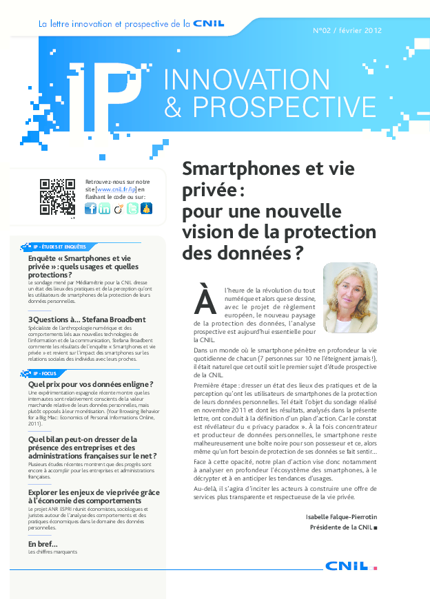 Lettre IP n°2 - Smartphones et vie privée: pour une nouvelle vision de la protection des données ?