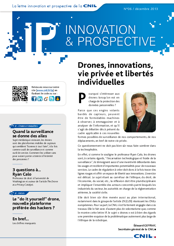Lettre IP n°6 : Drones, innovations, vie privée et libertés individuelles