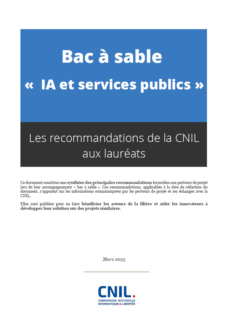 Bac à sable - IA et services publics : Les recommandations de la CNIL aux lauréats 