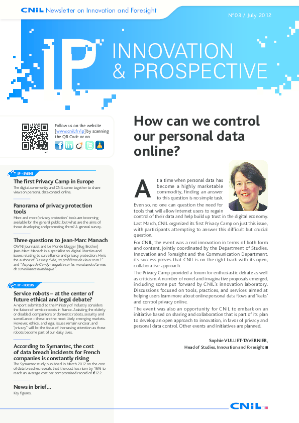 IP newsletter N°3 : How can we control our personal data online?