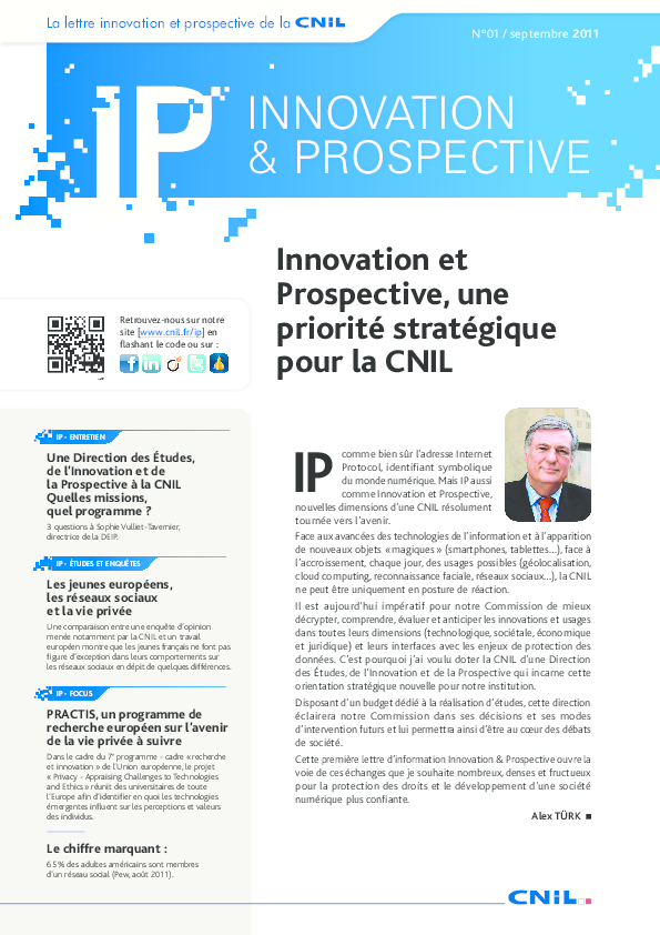 Lettre IP n°1 : Innovation et Prospective, une priorité stratégique pour la CNIL