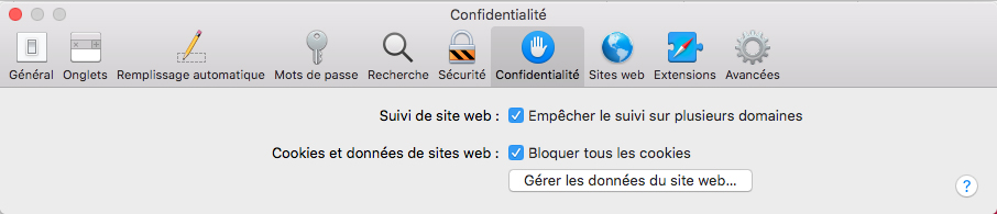 Safari - Confidentialité