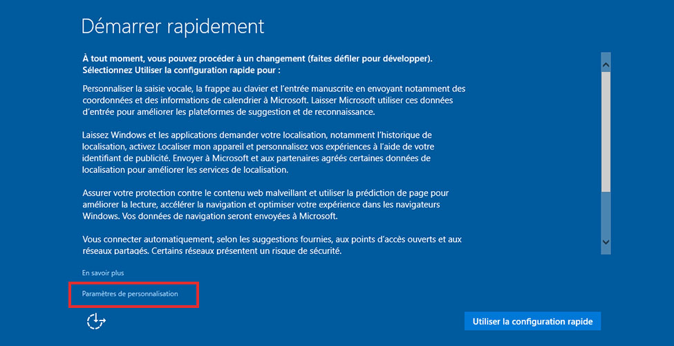 windows 10 ecran 1 Démarrer rapidement 