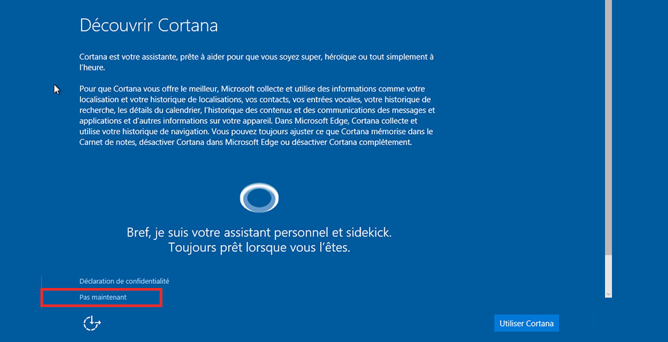 windows 10 ecran 8 Cortana