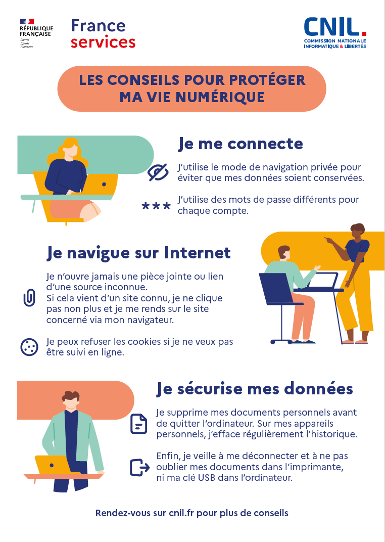 France services - Poster : Les conseils pour protéger ma vie numérique