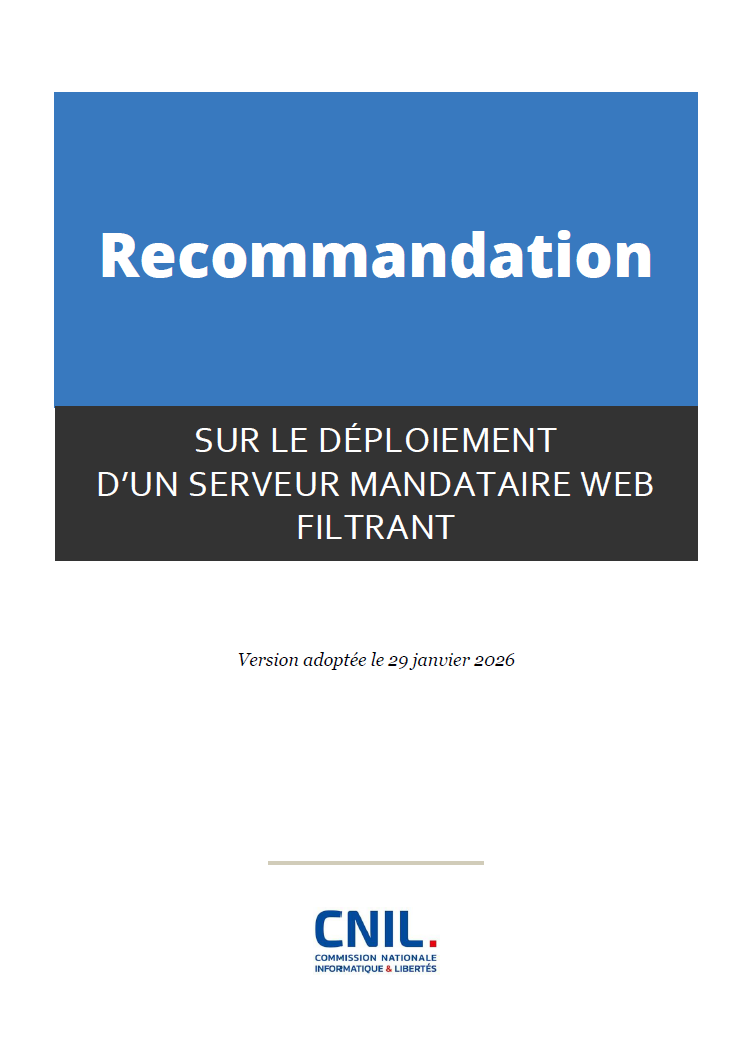 Page de garde - Recommandation sur le déploiement d'un serveur mandataire web filtrant